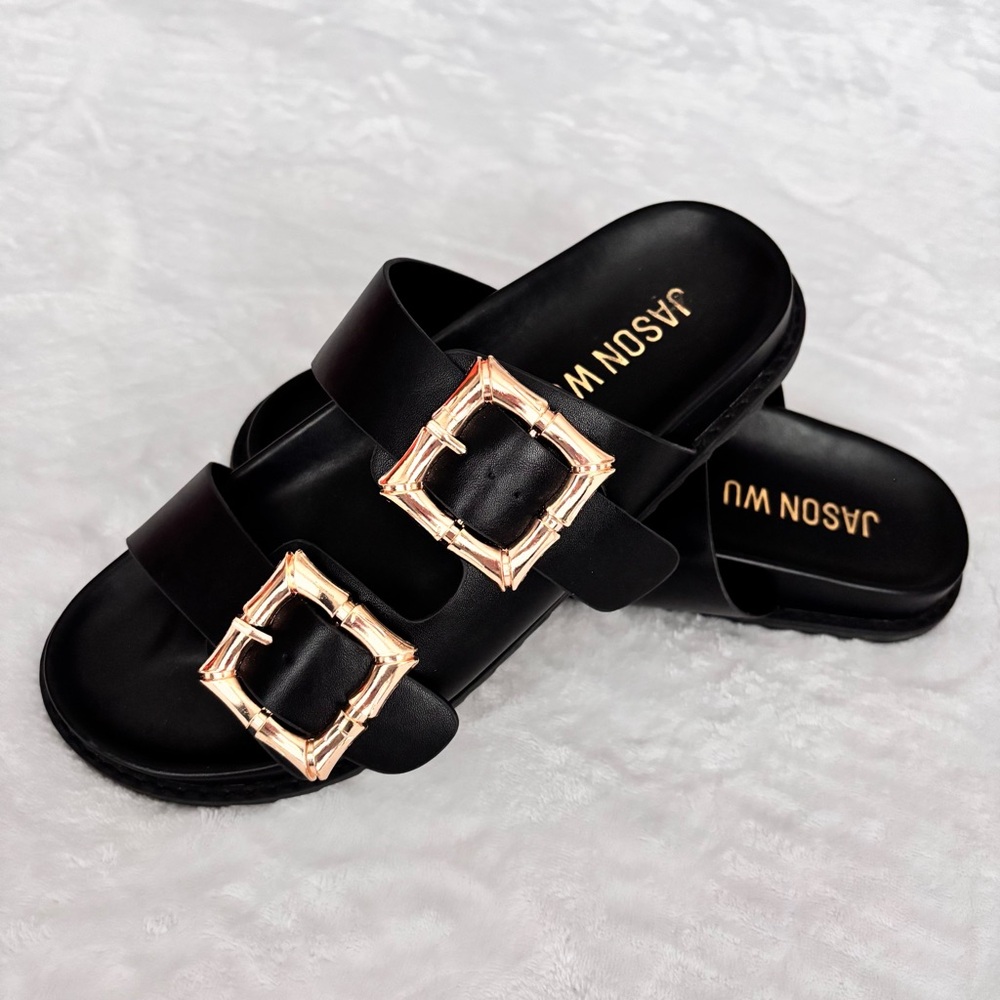 JASON WU Marzan Black Vegan Leather Luxe Slide-On Sandal--NEW--8.5 - Picture 5 of 15